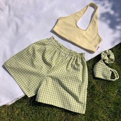 Multiple colours handmade gingham shorts | Etsy Green Pajama Shorts With Elastic Waistband For Spring, Summer Plaid Shorts With Built-in Shorts, Fitted Elastic Waistband Shorts For Summer, Green Cotton Pajama Shorts For Summer, Spring High-waisted Pajama Shorts, Summer Green Knee-length Shorts, Green Knee-length Shorts For Summer, Green Bermuda Shorts For Summer, Gingham Cotton High-waisted Shorts