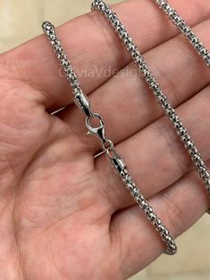 "Popcorn Coreana Chain Necklace - RHODIUM FINISH 3mm Material: 925 Solid Sterling Silver .925 Stamped Chain sterling silver Rhodium popcorn, coreana chain, woven chain 925 ITALY 16'' 18'' 20'' 22'' 24'' 30'' Real Sterling Silver 925 (Stamped 925, Italy) Lobster Clasp Brand New Average Weights: 16'' 6 Grams 18'' 6.5 Grams 20\" 7 Grams 22'' 7.5 Grams 24\" 8 Grams 30\" 10 Grams Free Shipping - Ships Within 24 Hours Free Velvet Gift Pouch Please See All My Other Listings! About OliviaVDesigns: Thank Silver Wheat Chain Necklace Gift, Silver Wheat Chain Necklace As Gift, Silver Wheat Chain Necklace, Silver Rolo Chain Necklace, Woven Chain, Gift Pouch, Rope Chain, Solid 925 Sterling Silver, Popcorn