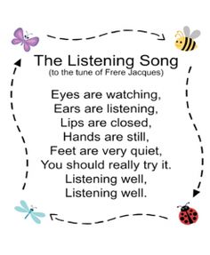 the listening song is written in black and white with an image of a ladybug