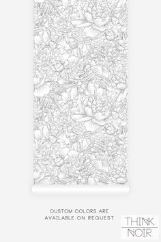 the back side of a wallpaper with flowers on it and text that reads, custom colors