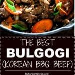 the best bulgogi korean bbq beef recipe is shown in this advertisement