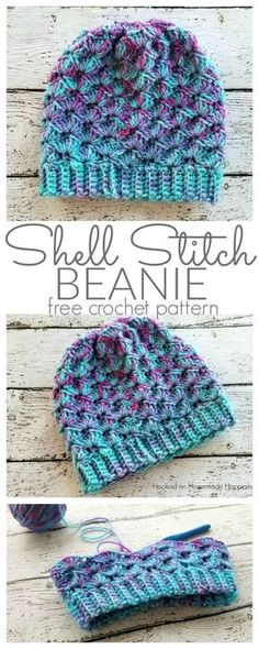 the shell stitch beanie free crochet pattern