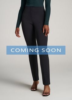 About Our Tall Women’s Slacks Take your workweek wardrobe to the next level in these chic women’s tall dress pants. When it comes to office wear, you want to look and feel your best – but that can be hard when you can’t find clothes that fit your beautiful tall silhouette. It's time to wave goodbye to the days of pants that are way too cropped or have an awkward fit and pick up a pair made for your height. We designed these pants exclusively for women between 5’9” and 6’6” with the finest attent Black Straight Silhouette Pants For Office, Black Straight Pants For Business Casual, Black Straight Silhouette Pants For Work, Black Straight Silhouette Bottoms For Workwear, Black Elastane Dress Pants With Straight Silhouette, Black Straight Silhouette Dress Pants, Chic Fall Career Bottoms, Elegant Career Ankle-length Pants, Elegant Ankle-length Career Bottoms