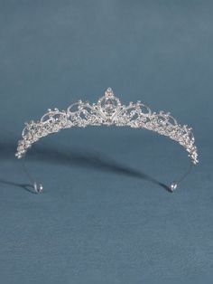 Plateado Elegante Collar  Aleación de zinc   Embellished Silver Tiara Wedding, Simple Quince Crowns, Small Crown For Hair, Real Diamond Tiara, Regency Headpiece, Sweet Sixteen Tiara, Tiaras And Crowns Princesses, Crown For Wedding Brides, Silver Quince Crown