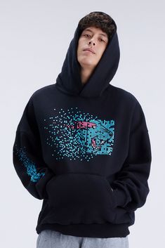 Prepare to step into the digital jungle with our MrBeast Datablocker collection, featuring the iconic Panther logo and its colors reimagined with a fading pixel technique. Unleash the beast within, one pixel at a time! Details 100% US Grown Cotton Fleece 360gsm Authentic MrBeast merchandise from MrBeast.Store Custom relaxed fit Silicone wash for superior hand feel Screenprint Branded woven label Manufactured in an audited and sustainable facility Nolan is wearing a size Large Made in Vietnam Mak Hybrid Animals, Unleash The Beast, Panther Logo, Woven Label, Cotton Fleece, The Beast, Black Hoodie, Fashion Forward, Relaxed Fit