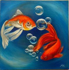 golden fish,beta fish painting Fish Drawing Acrylic, Orange Fish Painting, Fish Painting Acrylic, Fish Art Painting, Art Fish Painting, Fish Acrylic Painting, Sea Art Painting, Abstract Fish Painting, Gold Fish Painting