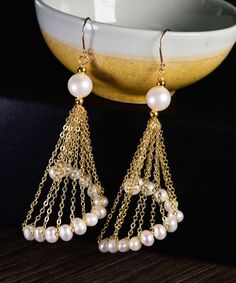 Oversize 14K Gold Pearl Tassel Drop EarringsMade of fine 14K Gold Pearl Tassel.Measurement: 8cm/3.12" * 0.8cm/0.312". Matches easily with daily hairstyle, dresses & Shirts Daily Hairstyles, Handmade Jewelry Tutorials, Tassel Drop Earrings, Design Jewelry, Gold Pearl, Jewelry Tutorials, Beaded Earrings, Beaded Jewelry, Tassels