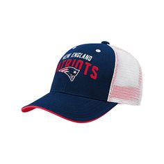 Show that the newest member to the New England Patriots fan club is big on team spirit with this Core Lockup mesh back snapback hat. This lid features bold team graphics across the crown and breathable mid and rear panels for comfortable all-day wear. Your kiddo will love finishing off their New England Patriots game day outfit with this fun cap!Show that the newest member to the New England Patriots fan club is big on team spirit with this Core Lockup mesh back snapback hat. This lid features b Mesh Snapback Hat For Baseball Season Sports Events, Collegiate Trucker Hat For Sports Events With Curved Bill, Collegiate Trucker Hat For Sports Events, Sports Fan Baseball Cap With Curved Bill, Curved Bill Baseball Cap For Sports Fans, Curved Visor Hats For Sports Fans, Collegiate Team-colored Adjustable Trucker Hat, Baseball Season Sports Trucker Hat With Team Logo, Collegiate Curved Bill Trucker Hat For Sports