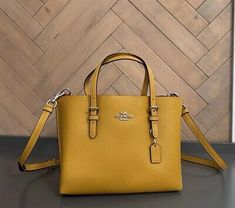 COACH C4084 Mollie Tote Bag 25 Double Face Leather Silver/Yellow Gold (Mustard)  | eBay Coach Bags For Daily Use In Fall, Classic Yellow Shoulder Bag With Detachable Handle, Classic Yellow Satchel With Detachable Handle, Classic Yellow Top Handle Bag, Classic Yellow Bag With Removable Pouch, Classic Yellow Bags With Removable Pouch, Classic Yellow Shoulder Bag With Gold-tone Hardware, Classic Yellow Satchel With Gold-tone Hardware, Yellow Satchel Shoulder Bag With Detachable Strap