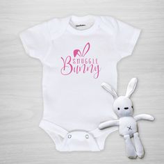 Snuggle Bunny Gerber Onesie® Cricut Baby Onesie Easter, Snuggle Bunny, Funny Onesie, Bunny Onesie, Funny Onesies, New Mom, Newborn Gifts, Pink Shorts, Color Swatches