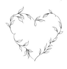 a heart with leaves drawn on it