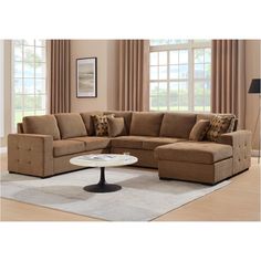 a living room scene with focus on the sectional sofa