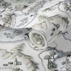 a close up view of a wallpaper with a map on it