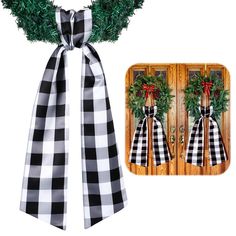 PRICES MAY VARY. Plaid Design: the wreath sash for front door is in sleek black and white plaid design, which is a simple and sophisticated way to decorate your front door; With its innovative plaid design, it oozes a traditional and timeless charm that enhances the beauty of wreath What You Will Receive: the package includes 2 pcs lovely wreath sashes, which is made from durable polyester; You can deploy them separately on different doors, or exceptionally layer them together on one door, creat Wreath Sashes, Wreath Sash, Indoor Party, Wreath Accessories, Embroidery Monogram, Patriotic Wreath, Black And White Plaid, Plaid Design, Outdoor Indoor