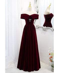 Get 10% off now! Buy off shoulder long velvet formal dress at cheap price online. Free stable shipping and pro custom service since 2009. Old Hollywood Prom, Sunmer Dresses, Old Hollywood Dress, Off The Shoulder Prom Dress, Velvet Formal Dress, Gown With Long Sleeves, Prom Dress Burgundy, Hollywood Dress, Burgundy Velvet