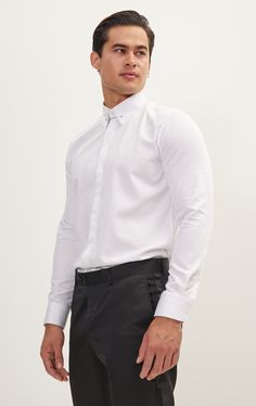 Our tie-bar shirt is tailored from pure cotton-satin, so it's crisp and breathable - ideal, then, for commutes and warm offices. It has a cutaway collar that accommodates wider ties and fastens with a silver tone tie-bar. The optic white works well with dark suiting.


Fitted construction
100% Cotton Sateen
Made in Turkey 
Comes with tie bar


Style #4808


Designed for a slim fit. Fits true to size, take your normal size.
Fit model wears a Medium, his measurements : chest 38"/ neck 15.5" / h Pure Cotton Dress, Bar Shirt, Derek Hough, Cutaway Collar, Making Shirts, Wool Suit, Suit Shop, Collar Dress, Smooth Texture