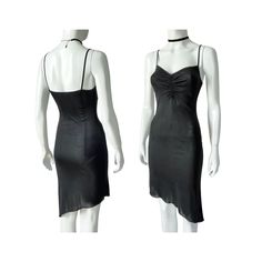 Vintage 90s/y2k slinky midi slip dress in sheer black mesh. This elegant 90s minimalist bodycon dress has spaghetti straps, a ruched bust, and an asymmetrical high-low hem. It is made of black semi-sheer stretchy material for a curve-hugging fit. No closure, pulls over the head. Such a feminine & flattering dress, perfect for any event!  Note: I am sorry for the quality of the images Brand: ONA SAEZ Material: inner label has been cut but material feels like polyester/polyamide.  Condition: Lovel Slip Dress Vintage, Black Slim Dress, Sheer Mesh Dress, Grunge Dress, Goth Grunge, Flattering Dress, Midi Slip Dress, Goth Dress, Flattering Dresses