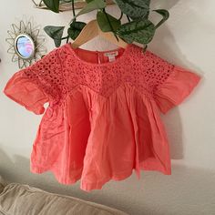 Orange Bell Sleeve Boho Top. Never Worn. Button On Back For Easy On And Off. Size 4/5 Playful Pink Tops For Babies, Spring Short Sleeve Tops For Playwear, Playful Spring Shirt For Playtime, Playful Shirt For Spring Playtime, Cute Pink Blouse For Spring, Cute Pink Short Sleeve Blouse, Cute Pink Spring Blouse, Summer Short Sleeve Playwear Shirt, Short Sleeve Tops For Playtime In Spring