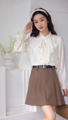 Chiffon blouse with a button down front lined with pearl buttons, ruffled Victorian front, frilly cuffs and lace trims all over. S: 14" across shoulders, 36" chest, 23" lengthM: 14.5" across shoulders, 37.5" chest, 23" lengthL: 15" across shoulders, 39" chest, 23" length Poet Blouse Outfit, Ouji Fashion, Poet Blouse, Ruffled Blouse, Lace Trims, Blouse Outfit, Outfit Inspo Fall, Chiffon Blouse, Overall Dress