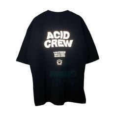 "\"Your Best Rave Partner: Acid Crew Oversize Black T-shirt'' *Designed for be your favourite and feel special while wearing. Don't get lost in the details, it's already the best. If you have any questions, please contact us on message or e-mail! *Handmade Print *Limited Edition Get ready to groove to the beat with our Rave-Inspired oversize T-shirt. This T-shirt is perfect for electronic music enthusiasts and rave party-goers who want to make a bold statement on the dance floor.  Made from high Cheap Festival T-shirt With Letter Print, Affordable Festival T-shirt With Letter Print, Oversized Hip Hop Tops With Letter Print, Band Merch T-shirt With Letter Print And Crew Neck, Crew Neck T-shirt With Text Print For Concert, Trendy Cotton Crew T-shirt, Band Merch Crew T-shirt For Streetwear, Relaxed Fit Graphic T-shirt For Concerts, Crew Neck Graphic Print Top For Concert