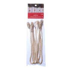 four white rope wrapped in plastic packaging