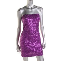 Just Flirt Purple Sequined Strapless Party Clubwear Dress L. Manufacturer: Just Flirt Size: L Size Origin: Us Manufacturer Color: Purple Retail: $98.00 Condition: New With Tags Style Type: Clubwear Dress Collection: Just Flirt Silhouette: Sheath Sleeve Length: Strapless Closure: Pullover Dress Length: Above Knee, Mini Total Length: 25 Inches Bust Across: 14 1/2 Inches Waist Across: 14 Inches Hips Across: Inches Material: 92% Polyester/8% Lycra Fabric Type: Sequined Specialty: Cut-Out Glamorous Sleeveless Strapless Club Dress, Glamorous Sleeveless Strapless Dress For Club, Sleeveless Party-ready Club Dress, Strapless Sequin Mini Dress For Party Season, Strapless Mini Dress For Prom Party Season, Chic Bandeau Strapless Dress For Party, Elegant Strapless Tube Top For Party, Party-ready Sleeveless Club Mini Dress, Purple Strapless Dress For Prom