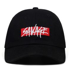 Go wild with the "Savage" Cap Over the years, times have changed and so has the cap. To style a streetwear cap, it is customized with nice patterns. For example, this "SAVAGE" cap was specially designed to add a touch of style to your streetwear. This "SAVAGE" cap is attractive with its baseball cap-like shape. This model comes in classic colors, which makes it even more stylish and easy to wear. The classic curved visor gives you a clean look, unlike the flat, streetwear visor. To make it speci Trendy Streetwear Cap, Hip Hop Baseball Cap With Letter Print, Hip Hop Style Baseball Cap With Letter Print, Adjustable Hats With Letter Print For Streetwear, Adjustable Streetwear Hat With Letter Print, Trendy Curved Bill Hat For Streetwear, Trendy Streetwear Fitted Hat With Curved Brim, Curved Bill Hats For Baseball Season Streetwear, Hip Hop Curved Bill Hat With Letter Print