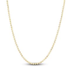 Dynamic beads of 14K yellow gold nestle to create this elegant women's 2.0mm beaded chain necklace. The 20-inch necklace secures with a lobster clasp. Beaded Chain Necklace, 20 Inch Necklace, 16 Inch Necklace, Jared The Galleria Of Jewelry, Jewelry Beaded, Beaded Chain, Elegant Woman, Chains Necklace, Lobster Clasp