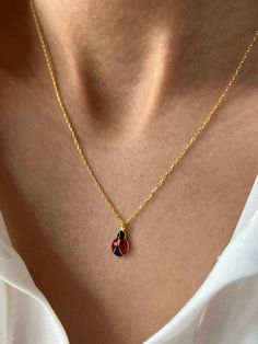 Ladybug to give you all the luck 🐞  Get this beautiful minimalist jewelry made with the quality of perfect elements✨ You can choose 925K Sterling Silver with the options of Gold, Rose Gold or White Gold colors. High quality jewelry for everyone 🤍  Details * 925K Sterling Silver Option → 14K Gold, Rose Gold or White Gold plated * Chain length is approximately 18 inches / 45 cm * Time is everything! You will receive your package as soon as possible 🚚  * We care about the quality of metal to mak Time Is Everything, Bug Necklace, Ladybug Necklace, خواتم خطوبة, Ladybug Jewelry, Cute Ladybug, Luck Necklace, Real Christmas, Big Necklace