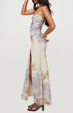 Prettty blooms and paisley print artfully twines its way across this stretchy strapless maxi detailed with a flirty cutout below the bust that makes it perfect for date night. Slips on over head Sweetheart neck Strapless Fully lined 85% recycled polyester, 15% elastane Hand wash, dry flat Imported Cutout Maxi Dress, Strapless Maxi, Sweetheart Neck, Cream Dress, Nordstrom Dresses, Princess Polly, Princess Dress, Paisley Print, Date Night