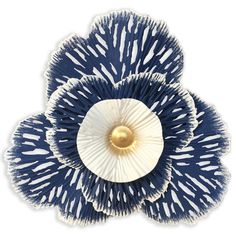 two blue and white flower shaped paper plates