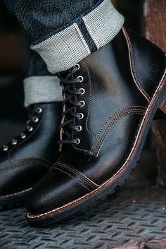 Handcrafted start to finish in the USA with world-renowned Horween® waxed roughout leather, Goodyear welt construction, and a 'Cuban' stacked leather heel to ensure this boot is every bit as durable as it looks. Whether you're headed into your daily commute or on a trek through rugged tundra, the Logger will help you stand confidently wherever the day takes you. Dark Brown Waxed Flesh Horween® Leather Goodyear Welt Construction for Longevity Poron® Antimicrobial Shock Absorbing Insole 'Cuban' St Fall Oiled Leather Moto Boots With Moc Toe, Oiled Leather Moto Boots With Moc Toe For Fall, Oiled Leather Moc Toe Moto Boots For Fall, Winter Goodyear Welt Martin Ankle Boots, Winter Martin Ankle Boots With Goodyear Welt Construction, Classic Martin Boots With Goodyear Welt And Round Toe, Fall Martin Boots With Reinforced Snip Toe, Leather Moto Boots With Snip Toe For Winter, Winter Leather Moto Boots With Snip Toe