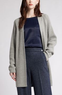 Cozy up on a chilly day with a longer-length cardigan knit from a toasty blend featuring wool and cotton. Open front Long sleeves 40% nylon, 30% cotton, 30% wool Hand wash, dry flat Imported Cardigan Knit, Long Cardigan, Long Length, Front Open, Knit Cardigan, Hand Wash, Nordstrom, Size Small, Wool