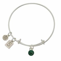 May Green Birthstone Charms Bangle Bracelet-Watchus Turquoise Birthstone, Bracelet Style, Bangle Bracelets With Charms, Charm Bangle, Birthstone Charms, Made In America, Bangle Bracelet, Alex And Ani Charm Bracelet, In America