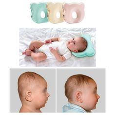 three different pictures of a baby laying on it's side and the top one showing its