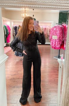 Shine like a diamond in this cute and comfortable Round Neck Sequined Jumpsuit! This special number will add a fashionable pizzazz to any formal event - with its shimmery sequined sleeves, flattering front-line flared leg, and party-proof 95% polyester/5% spandex fabric, you'll feel secure and stylish all night long! Sizing: runs true to size; size chart included in the photos Hand wash cold, do not bleach, flat dry. Sequined Jumpsuit, Shine Like A Diamond, Sequin Jumpsuit, Spandex Fabric, Formal Event, Spice Things Up, Bleach, That Look, Round Neck