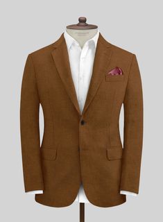 Achieve a masterclass in sartorial consistency by opting for our Italian Prato Rust Linen Jacket. Further, the jacket is crafted from a pure linen fabric that portrays a sturdy, sleek nature and airy feeling while pairing a solid finish over a rust tone. Nevertheless, the cloth is admiringly breathable, a reliable option for summer events on the horizon. Later, Seal the sartorial grandeur with a precisely tailored jacket that holds the suave standards with a signature fit that looks just as shar Single Breasted Linen Tweed Jacket For Business, Linen Single Breasted Tweed Jacket For Business, Single-breasted Linen Tweed Jacket For Business, Semi-formal Linen Blazer With Hidden Buttons, Linen Sport Coat With Welt Pockets For Tailoring, Linen Suits With Welt Pockets And Long Sleeves, Formal Linen Outerwear With Pockets, Formal Linen Sport Coat With Pockets, Notch Lapel Linen Blazer For Formal Occasions