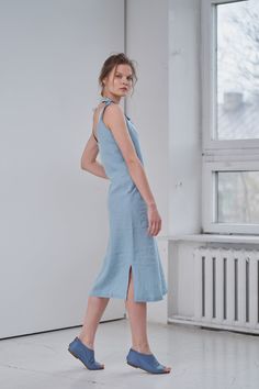 "MsWrinkle's clothing - from human to human. 100% handmade. *Description* - Linen slip dress with ties, side slits and pockets. Length can be adjusted with the ties; - Dress is also available in knee length - https://www.etsy.com/listing/691981297/linen-tie-dress-linen-slip-dress-linen?ref=shop_home_active_1&frs=1 - High quality European linen; - Washed and softened (doesn't shrink anymore); - Medium weight linen (150 g/m2); - Our linen is OEKO-TEX certified that meets human ecological safet Linen Beach Dress, Maxi Dress Linen, Linen Slip Dress, Strappy Midi Dress, Loose Fit Blouse, Linen Tshirts, Linen Jumpsuit, Dress Linen, Linen Maxi Dress