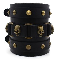 PRICES MAY VARY. 💀Top Quality - Scddboy cuff bracelet made from premium grade genuine leather,exquisite and breathable texture,comfortable bangle cuff bracelet to wear 💀Adjusted Size -This Mens Leather bracelet length is 10.6 inch (27 cm), width 2.9 inch (7.5 cm),Fit Wrist:6.5inch-8.5inch 💀Punk Design - Unisex punk rock biker wide strap leather bracelet.Punk bracelet is very fashion.Match with suitable apparel for different occasion 💀Good Gift - Suit for LARP,teenagers/adults,cosplay,Hallowe Punk Style Adjustable Cuff Bracelet With Rivets, Adjustable Punk Style Leather Bracelet, Punk Adjustable Cuff Bracelet With Rivets, Adjustable Leather Punk Bracelet, Adjustable Punk Wristband With Rivets, Adjustable Punk Cuff Bracelet With Rivets, Black Rock Style Wristband As Gift, Gothic Black Wristband For Halloween, Adjustable Punk Wristband As Gift