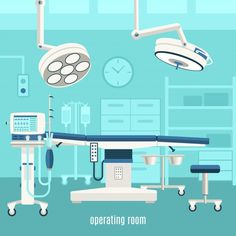 an operating room with medical equipment in it