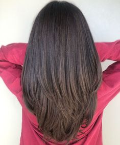 Long Brunette Straight Hair With Layers Balayage Straight Hair, Straight Layered Hair, Bronde Balayage, Long Brunette, Long Layered Haircuts, Front Hair Styles, Haircuts Straight Hair, Brown Blonde Hair