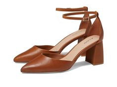 ALDO Jan - Women's Shoes : Cognac : Flaunt a pointy toe silhouette with the ALDO Jan Heeled Sandals. This footwear is defined with a sculptural block heel and buckled ankle strap closure. Leather upper. PU lining and insole. Rubber outsole. Imported. Measurements: Heel Height: 2 1 2 in Weight: 1 lb 0.226 oz Product measurements were taken using size EU 38 (US Women's 7.5), width B - Medium. Please note that measurements may vary by size. Pointed Toe Sandals With Stacked Heel In Medium Width, Pointed Toe Sandals With Stacked Heel, Medium Width, Sandals With Stacked Heel And Pointed Toe, Medium Width Sandals With Stacked Heel And Pointed Toe, Spring Ankle Strap Block Heels For Office, Spring Block Heels With Buckle Closure And Pointed Toe, Spring Office Block Heels With Ankle Strap, Spring Office Wear Ankle Strap Block Heels, Pointed Toe Sandals With Heel Loop, Medium Width