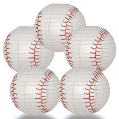 5-Pack 14 Inch Baseball Paper Lantern Shaped Sports Hanging Decoration - Luna Bazaar | Boho & Vintage Style Decor Baseball Party Decorations, Baseball Theme Birthday, Baseball First Birthday, Sports Banquet, Led Party Lights, Baseball Theme Party, Baseball Decor, Baseball Birthday Party, Patio String Lights