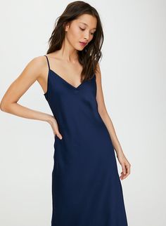 ONLY SLIP DRESS - Slinky midi slip dress Summer V-neck Modal Satin Midi Dress, Satin V-neck Night Dress, Night V-neck Dress With Satin Finish, V-neck Slip Dress With Delicate Straps, Sleek Summer Slip Dress With Built-in Bra, Sleek Slip Dress With Spaghetti Straps And Built-in Bra, V-neck Slip Dress For Night, Spring Silk Slip Dress With Built-in Bra, Silk Slip Dress With Adjustable Straps