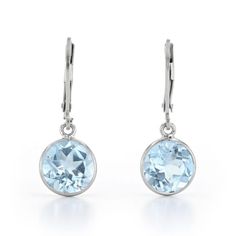 Sky Blue Round Topaz Sterling Silver Earrings 6.5ctw Blue Topaz Round Earrings For Anniversary, Classic Light Blue Sterling Silver Jewelry, Fine Jewelry In Light Blue Color, Fine Jewelry In Light Blue, Light Blue Round Fine Jewelry, Blue Topaz Birthstone Round Earrings, Fine Jewelry Blue Topaz Round Earrings, Blue Topaz Birthstone Earrings, Classic Round Blue Topaz Earrings