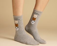 Comfort meets style in our Three Bear 'It's Okay Not to Be Okay' Socks. Made from the finest combed cotton, these socks provide a soft feel and a reassuring message, coupled with a charming three-bear design. Durable, comfortable, and fitting sizes 5 to 10, they're a great way to express personality and support mental health awareness. Material: combed cotton 75%, spandex 15%, polyester 10% Trendy Gray Cotton Socks, Three Bears, Be Okay, It's Okay, Bear Design, Health Awareness, Mental Health Awareness, Its Okay, Combed Cotton