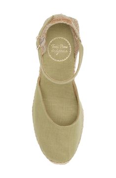 A versatile espadrille sandal gets a little lift from a jute-wrapped wedge. The cushy footbed and flexible sole add comfort to this chic peep toe from Toni Pons, a company that's been making stylish espadrilles for over 50 years. 2 3/4" heel; 3/4" platform (size 39). Linen upper/leather and linen lining/synthetic sole. By Toni Pons; made in Spain. Women's Shoes. Olive Summer Sandals With Round Toe, Olive Round Toe Sandals For Summer, Summer Olive Round Toe Sandals, Casual Olive Sandals For Summer, Green Espadrilles For Summer, Green Closed Toe Espadrilles For Beach, Green Round Toe Espadrilles, Spring Green Closed Toe Espadrilles, Summer Green Espadrilles With Round Toe