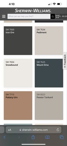 the color scheme for sherylin williams's new paint palettes is shown