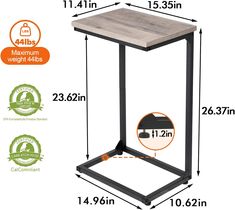 an image of a table with measurements for the top and bottom section, including height