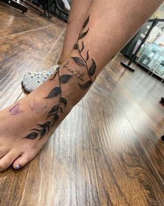 Wraparound Tattoo Front Ankle Tattoos, Vine Foot Tattoos, Wraparound Tattoo, Ankle Tattoo Cover Up, Wrap Around Ankle Tattoos, Back Of Ankle Tattoo, Butterfly Ankle Tattoos, Ankle Foot Tattoo, Calf Tattoos For Women